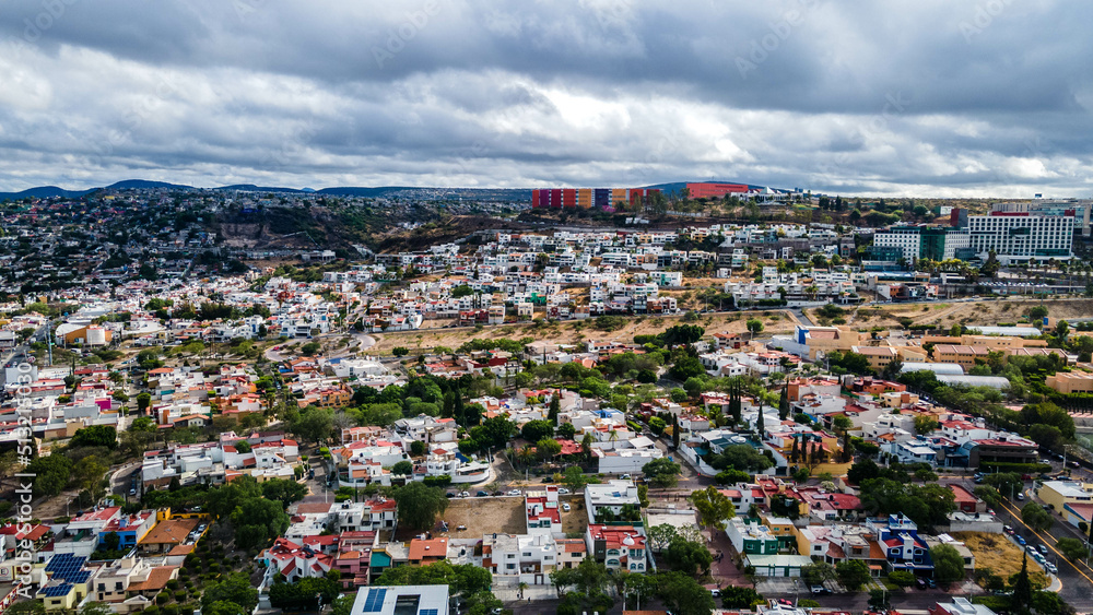 An aerial view of Queretaro City, Mexico. Drone photo 