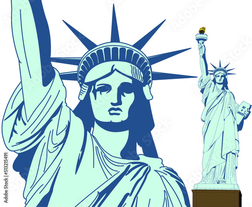 Vector art sketch from the statue of liberty, New York, America as a symbol for freedom and democracy donated by the french government