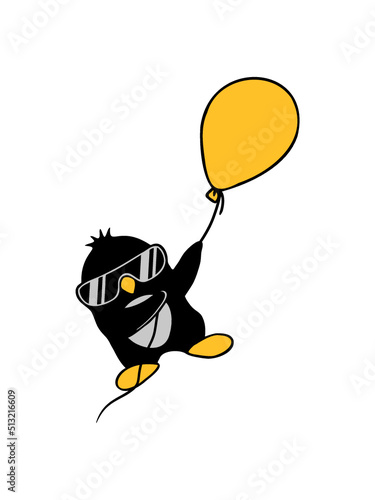Luftballon Pinguin fliegt weg 