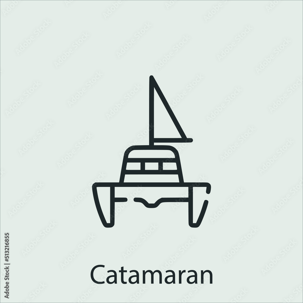 catamaran icon vector icon.Editable stroke.linear style sign for use web design and mobile apps,logo.Symbol illustration.Pixel vector graphics - Vector - obrazy, fototapety, plakaty 