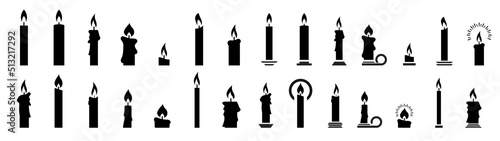 Set candle silhouettes for religion commemorative and party photo