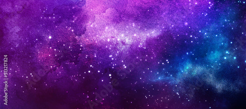 Vector cosmic illustration. Beautiful colorful space background. Watercolor Cosmos photo
