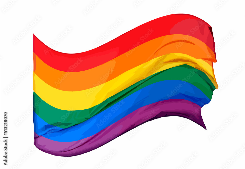 Obraz premium Waving rainbow flag of LGBT. Gay, Lesbian, Bisexual, Transgender and Queer pride symbol