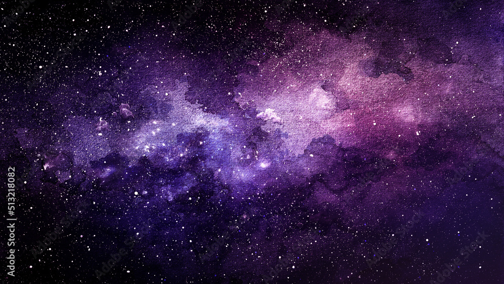 Obraz premium Cosmic illustration. Beautiful colorful space background. Watercolor Cosmos