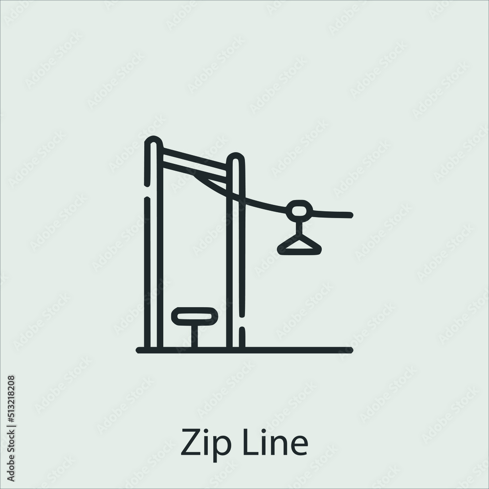 Zip line icon vector icon.Editable stroke.linear style sign for use web design and mobile apps,logo.Symbol illustration.Pixel vector graphics - Vector