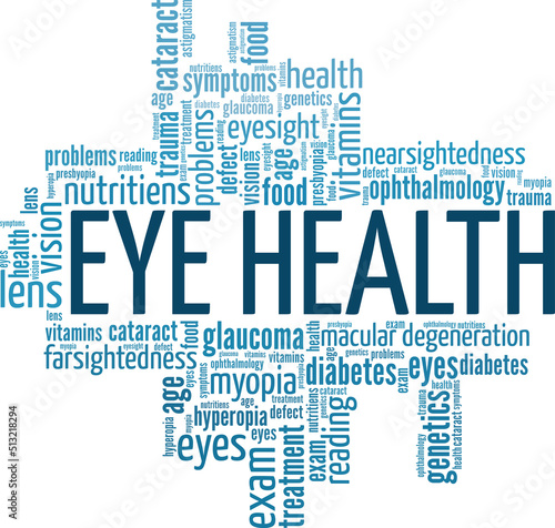 Eye Health word cloud conceptual design isolated on white background.