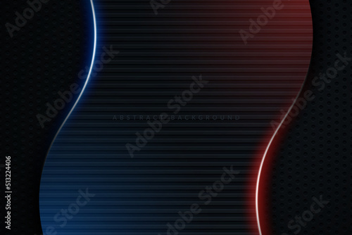 Modern black texture background with blue and red light effect