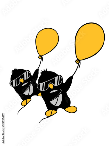 2 Luftballon Pinguine fliegen 