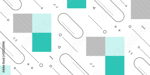Modern Abstract Background with Retro Memphis Elements and Blue Color