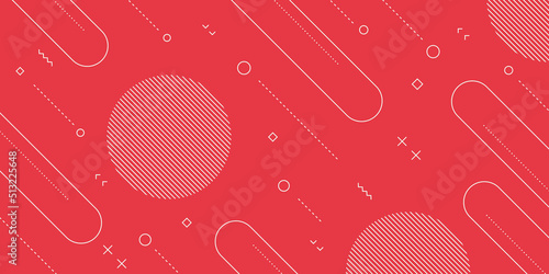 Modern Abstract Background with Retro Memphis Elements and Red Pastel Color
