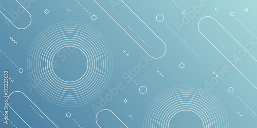 Modern Abstract Background with Retro Memphis Elements and Blue Pastel Gradient Color