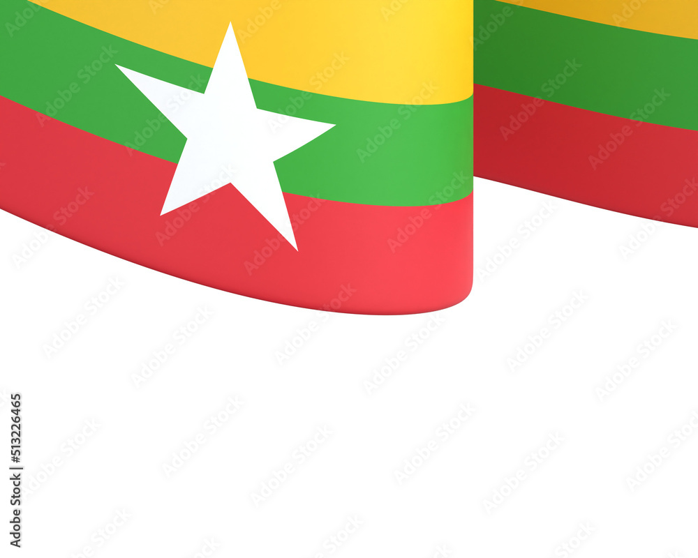 Myanmar flag design national independence day banner isolated in white Myanmar flag design national independence day banner isolated in white
