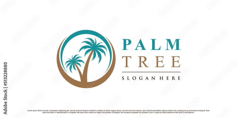 Palm tree icon summer logo design illustration with creative modern concept Premium Vector