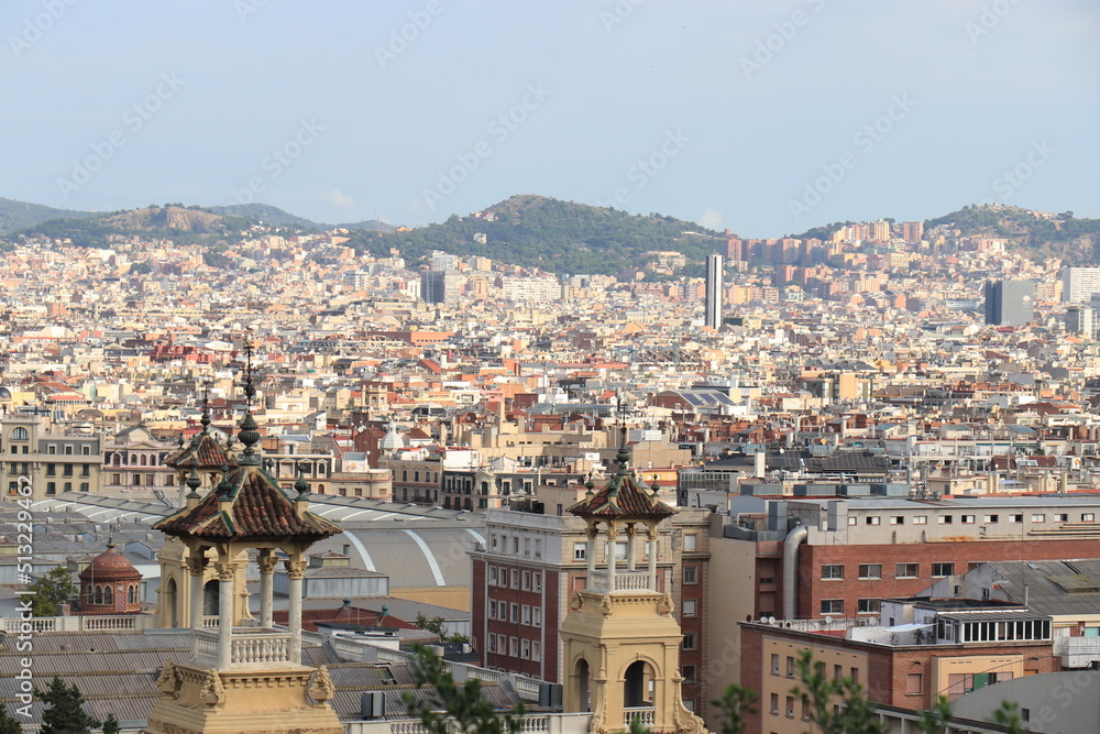 Barcelona, Spain - september 28th 2019: View of Barcelona, seen from Museu Nacional