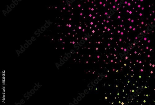 Dark pink  green vector template with crystals  circles  squares.