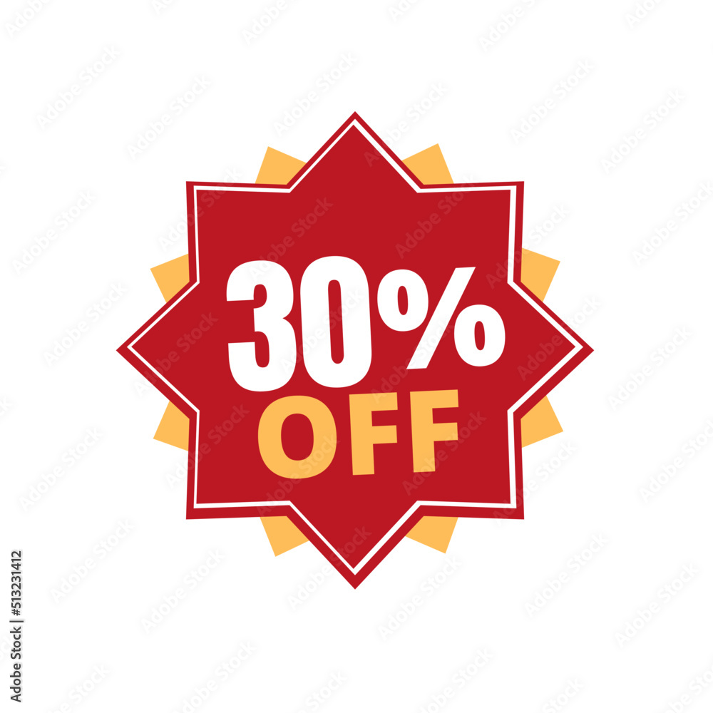 30% percent off discount, red and yellow sticker with online discount design, abstract. Vector illustration. Thirty 30% percent off discount, red and yellow sticker with online discount design, abstract. Vector illustration. Thirty