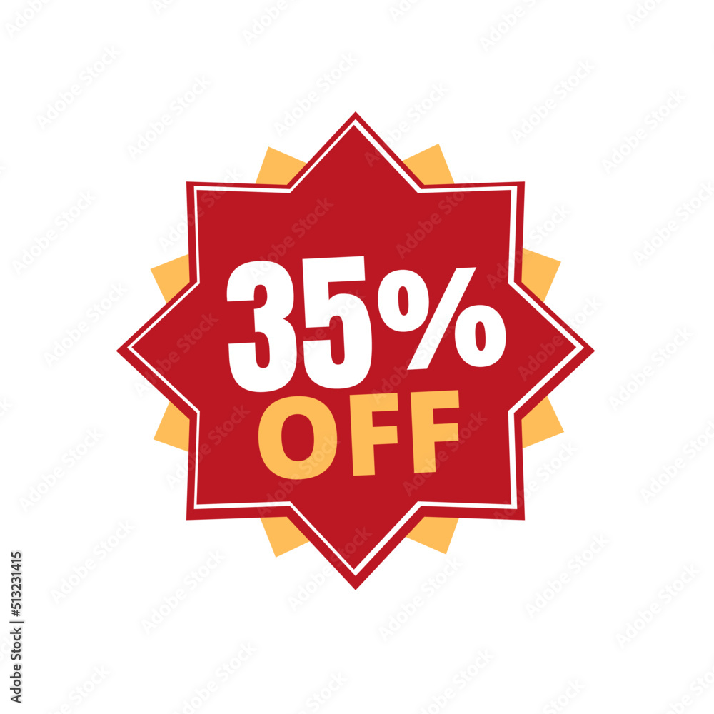 35% percent off discount, red and yellow sticker with online discount design, abstract. Vector illustration. Thirty-five 35% percent off discount, red and yellow sticker with online discount design, abstract. Vector illustration. Thirty-five