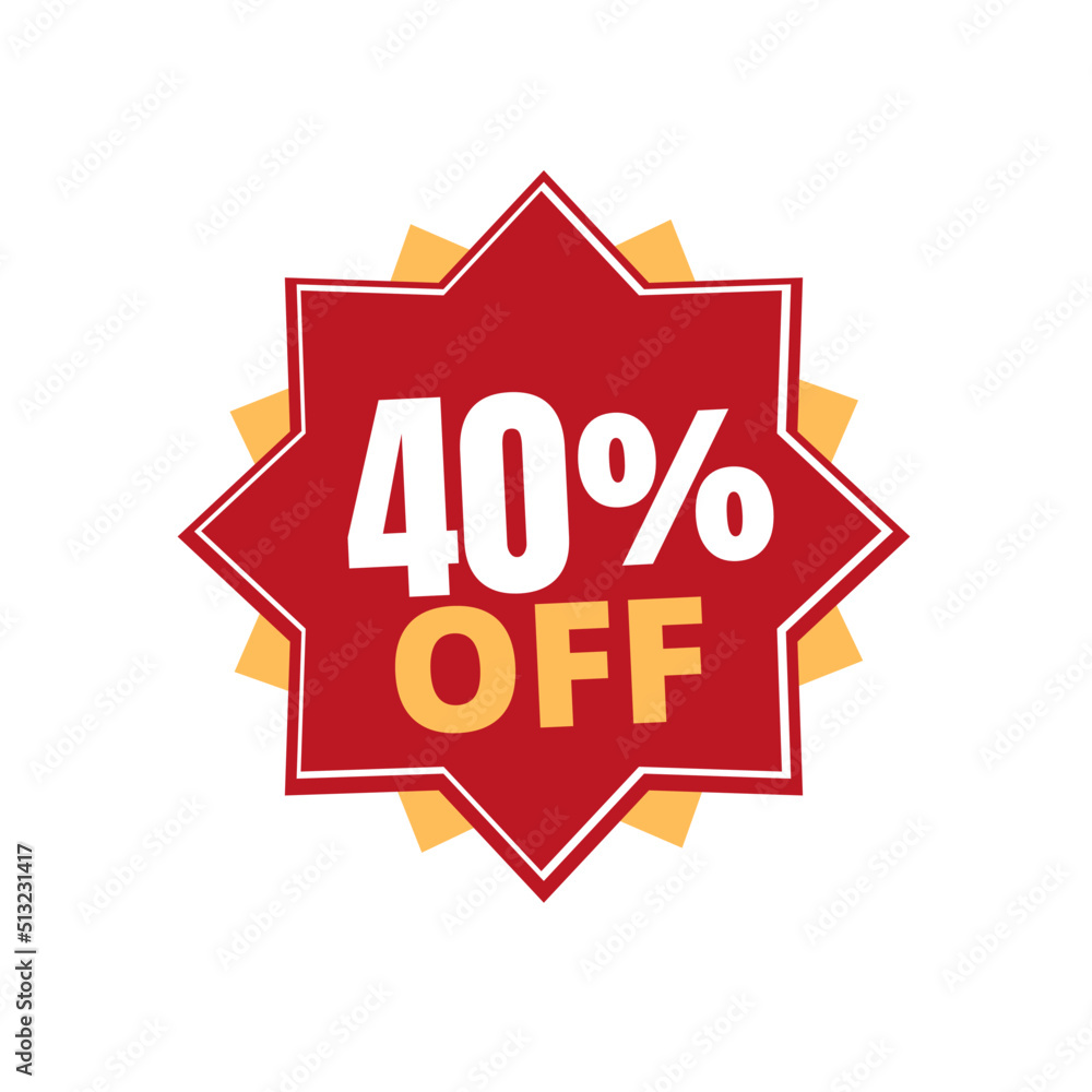 40% percent off discount, red and yellow sticker with online discount design, abstract. Vector illustration. Forty 40% percent off discount, red and yellow sticker with online discount design, abstract. Vector illustration. Forty