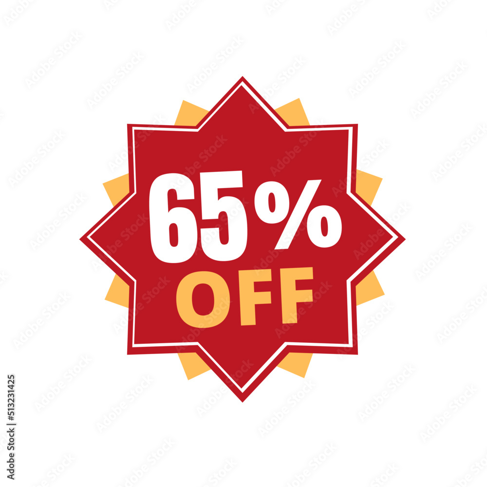65% percent off discount, red and yellow sticker with online discount design, abstract. Vector illustration. Sixty-five 65% percent off discount, red and yellow sticker with online discount design, abstract. Vector illustration. Sixty-five