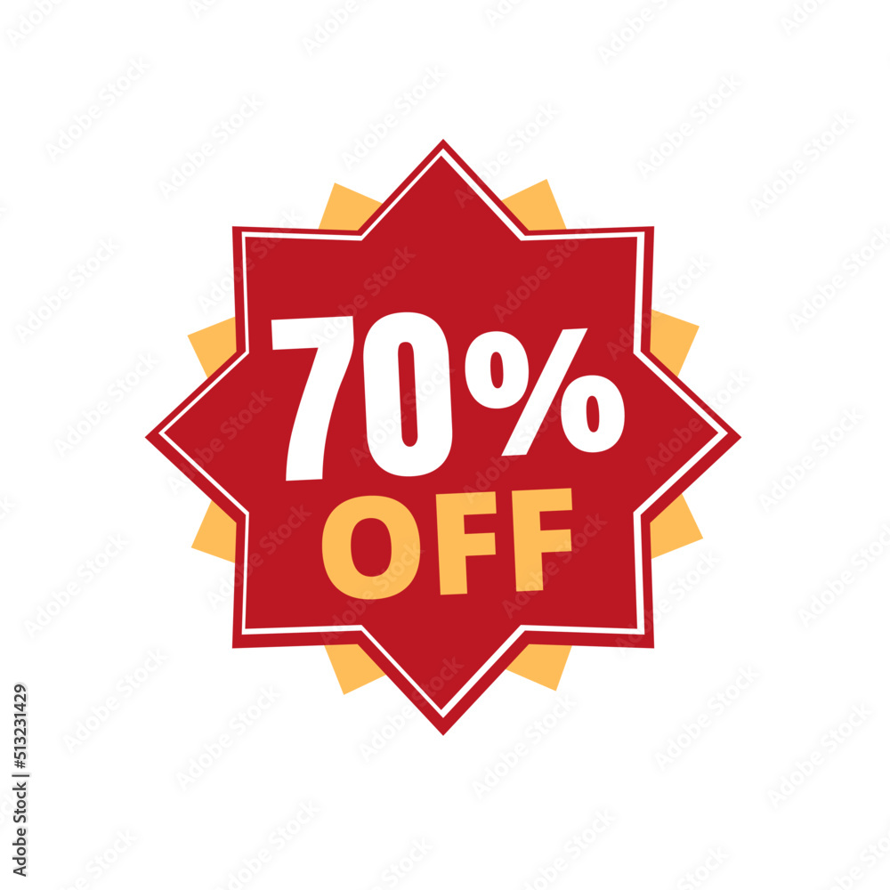70% percent off discount, red and yellow sticker with online discount design, abstract. Vector illustration. Seventy 70% percent off discount, red and yellow sticker with online discount design, abstract. Vector illustration. Seventy
