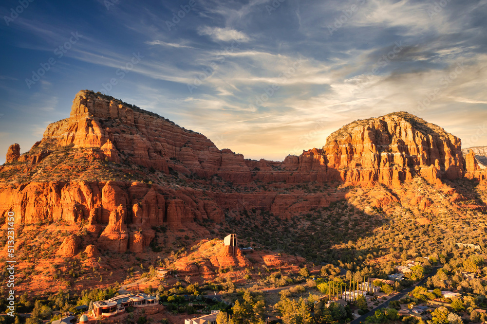 Aerial View Of Chapel of the Holy Cross In Sedona, Arizona