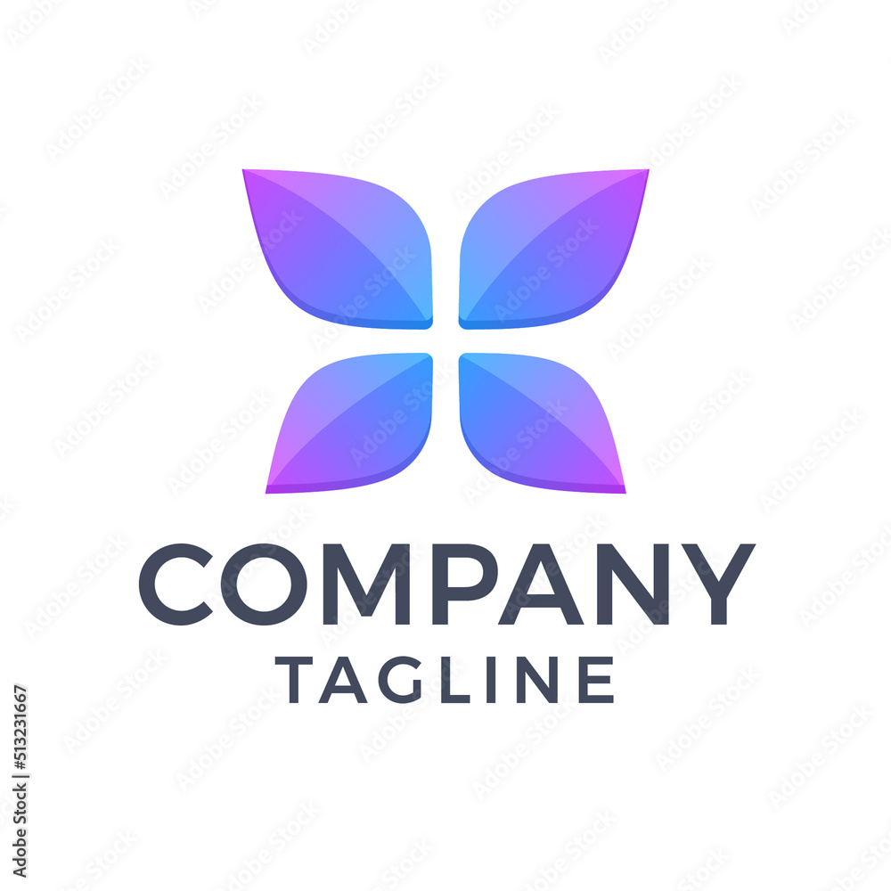 Abstract modern 3d butterfly gradient logo design Abstract modern 3d butterfly gradient logo design