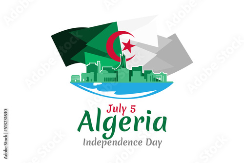 Fifth of July. Independence Day of Algeria vector illustration. Suitable for greeting card, poster and banner.