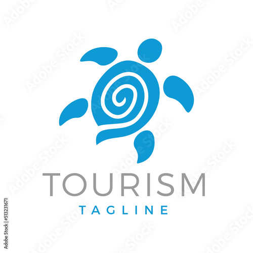 Tourism turtle playful logo design