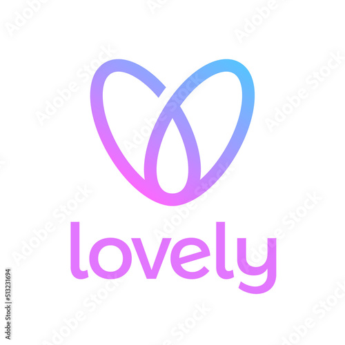 Sweet love simple heart monoline logo design photo