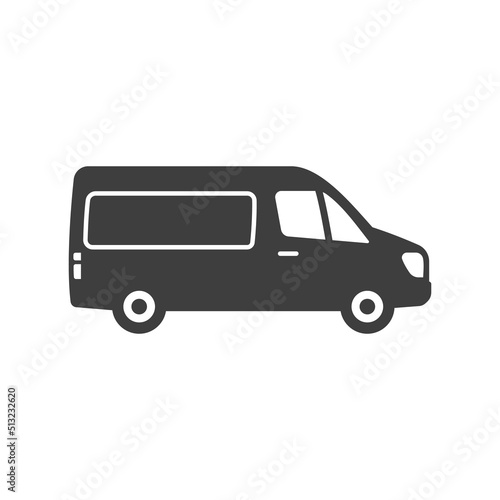 Cargo delivery truck icon side view on white background