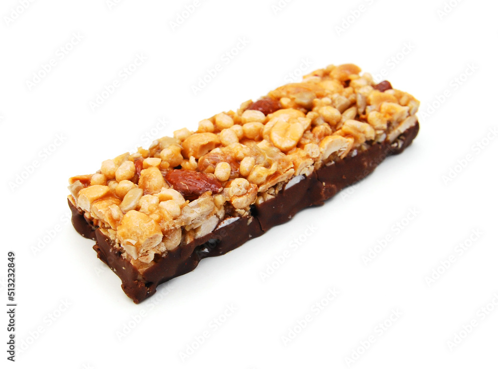 Honey bars with peanuts on white background Honey bars with peanuts on white background