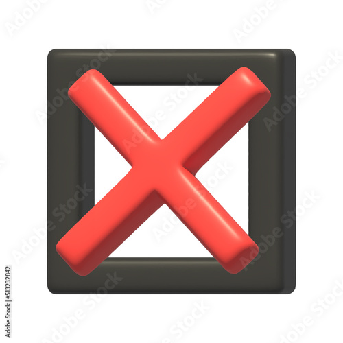 red cross in the black square sign icon virtual modern 3d render shiny glossy texture