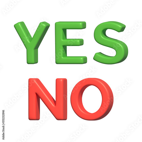 green yes and red no virtual modern 3d render shiny glossy texture