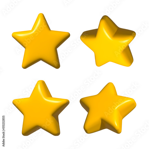 yellow stars in different side virtual modern 3d render shiny glossy texture