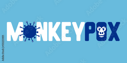 Monkeypox virus banner. Health monkey pox emergency. Viral dangerous smallpox infection. Medical symptoms, awareness.