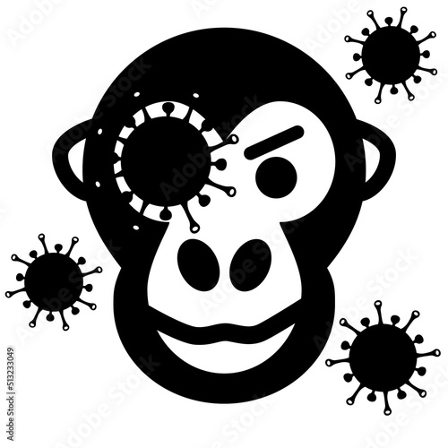 Monkeypox virus outbreak icon. Health monkey pox emergency. Viral dangerous smallpox infection. Medical awareness.