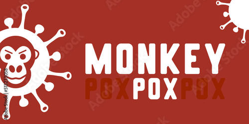 Monkeypox virus banner. Health monkey pox emergency. Viral dangerous smallpox infection. Medical symptoms, awareness.