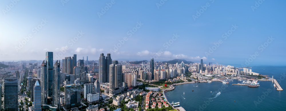 Qingdao Fushan Bay Financial Center Building Landscape Skyline Aerial Photography