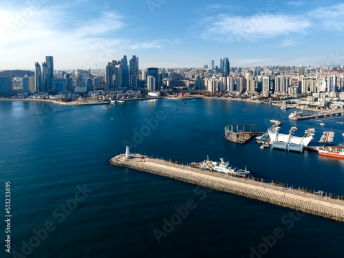 Qingdao Fushan Bay Financial Center Building Landscape Skyline Aerial Photography photo