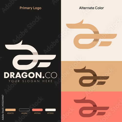 minimalist simple dragon logo design