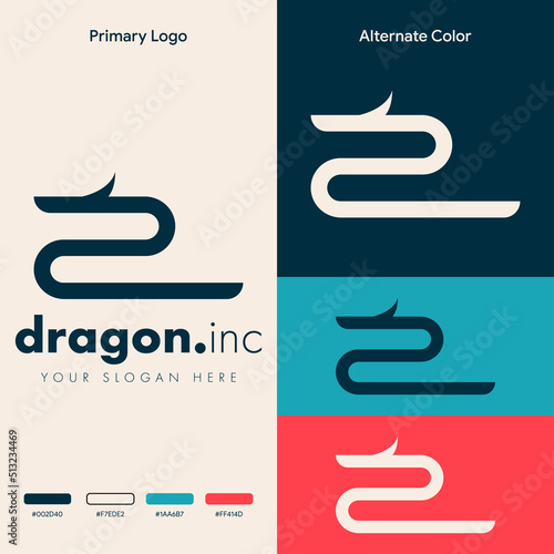 minimalist simple dragon logo design
