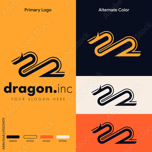 minimalist simple dragon logo design
