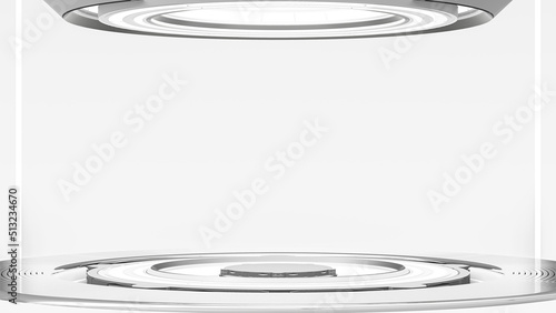 Technology background. Power podium empty stage. Futuristic and innovation background concept, 3D render.