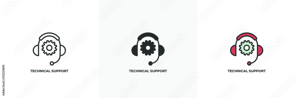 technical support icon. Line, solid and filled outline colorful version, outline and filled vector sign. Idea Symbol, logo illustration. Vector graphics technical support icon. Line, solid and filled outline colorful version, outline and filled vector sign. Idea Symbol, logo illustration. Vector graphics