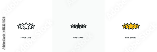 five stars icon. Line, solid and filled outline colorful version, outline and filled vector sign. Idea Symbol, logo illustration. Vector graphics