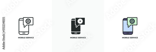mobile service icon. Line, solid and filled outline colorful version, outline and filled vector sign. Idea Symbol, logo illustration. Vector graphics