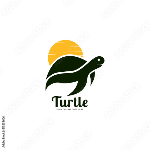 mountain  turtle logo design concept illustration.