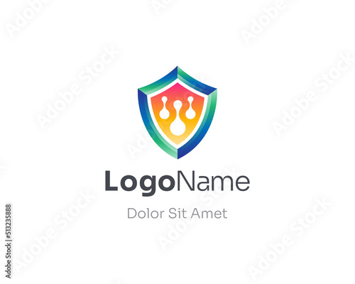 Free Download Creative colorful shield technology logo. - GFXLoad