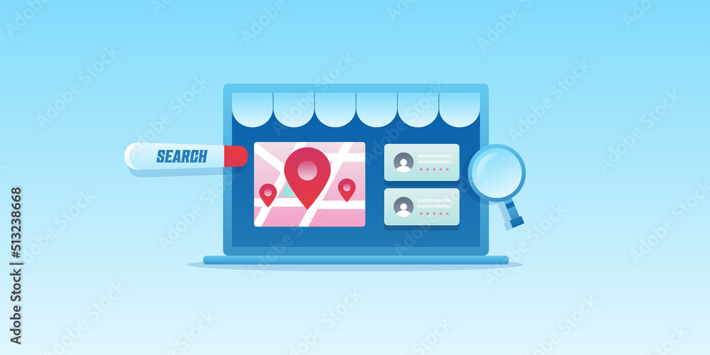 Online shopping local store map location pin, loacl business ecommerce ...