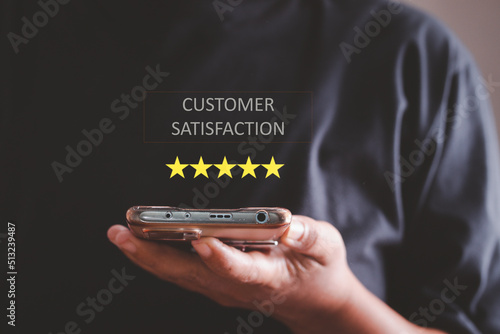 Customer experience of shopping on a smartphone, product satisfaction rating concept is good.